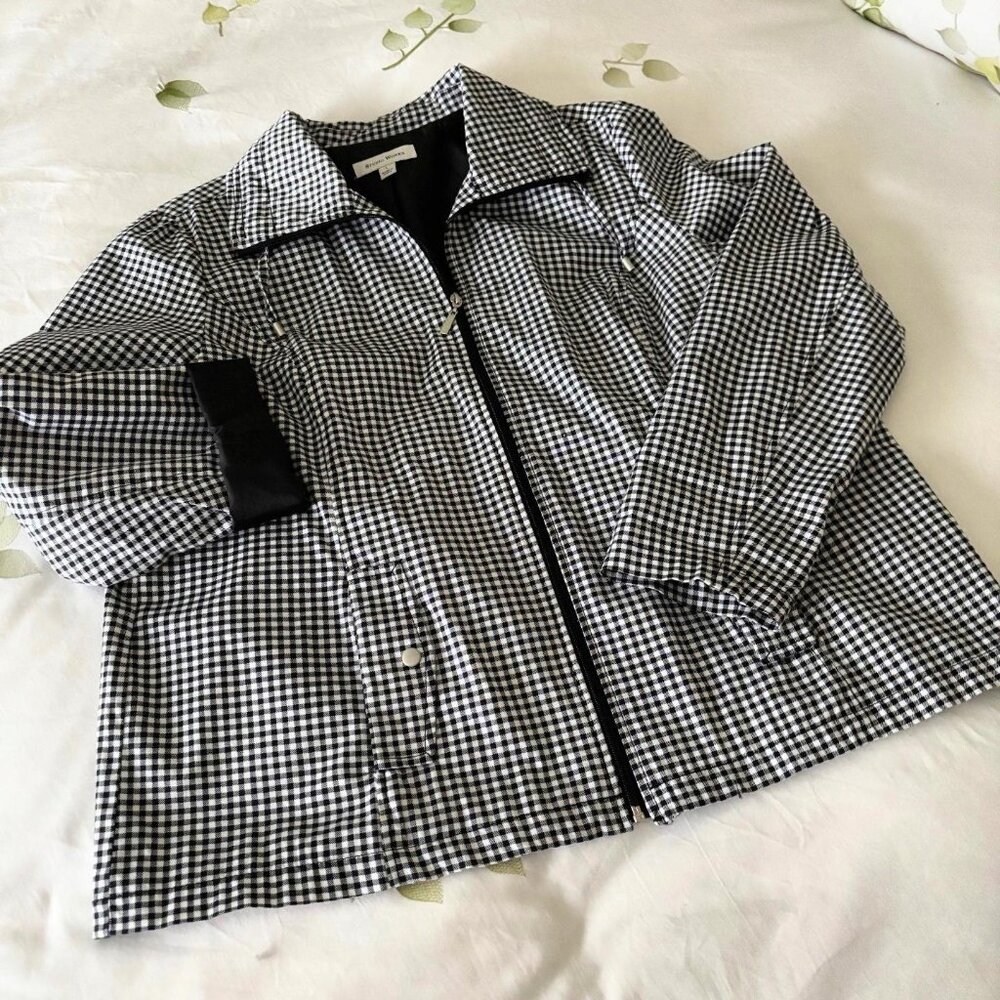 Black/White checked zip front jacket Misses Large